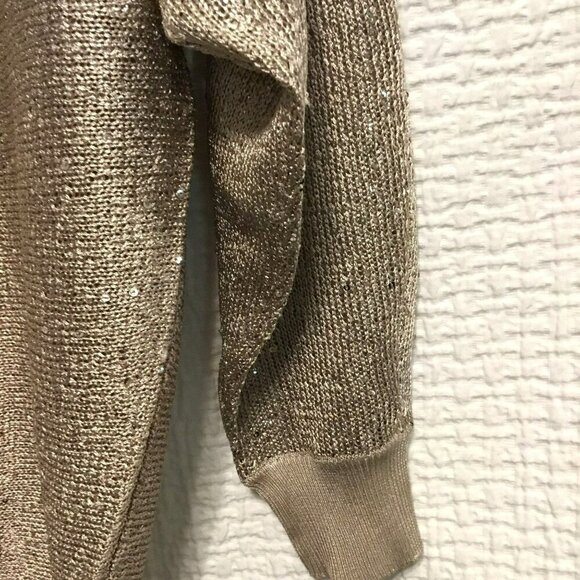 Alfani Petite Sequined Sweater Drop Shoulder Women's Size Medium Petite in Taupe - Picture 5 of 11